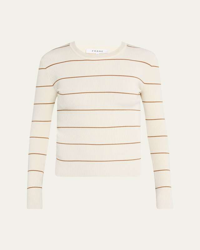 Stripe Rib-Knit Crewneck Top